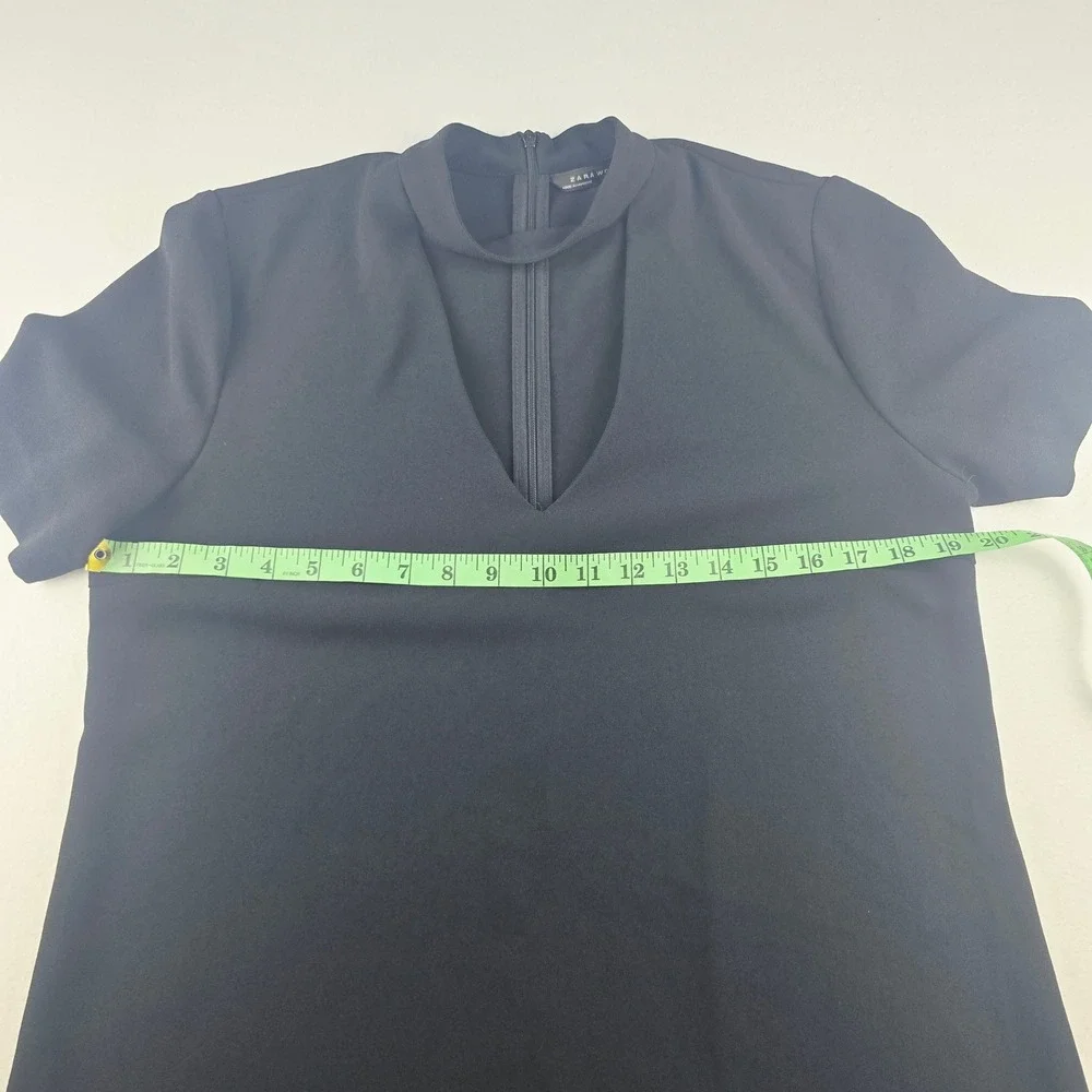 Zara Woman Black Dress Cut Out Choker Neck Short Sleeve Mini‎ Medium